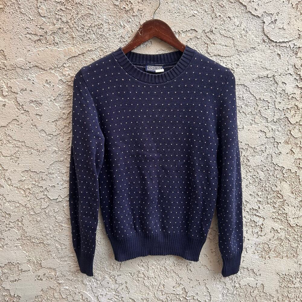 Vintage Lands’ End Cotton Ditsy Dot Crewneck Sweater Women’s Small